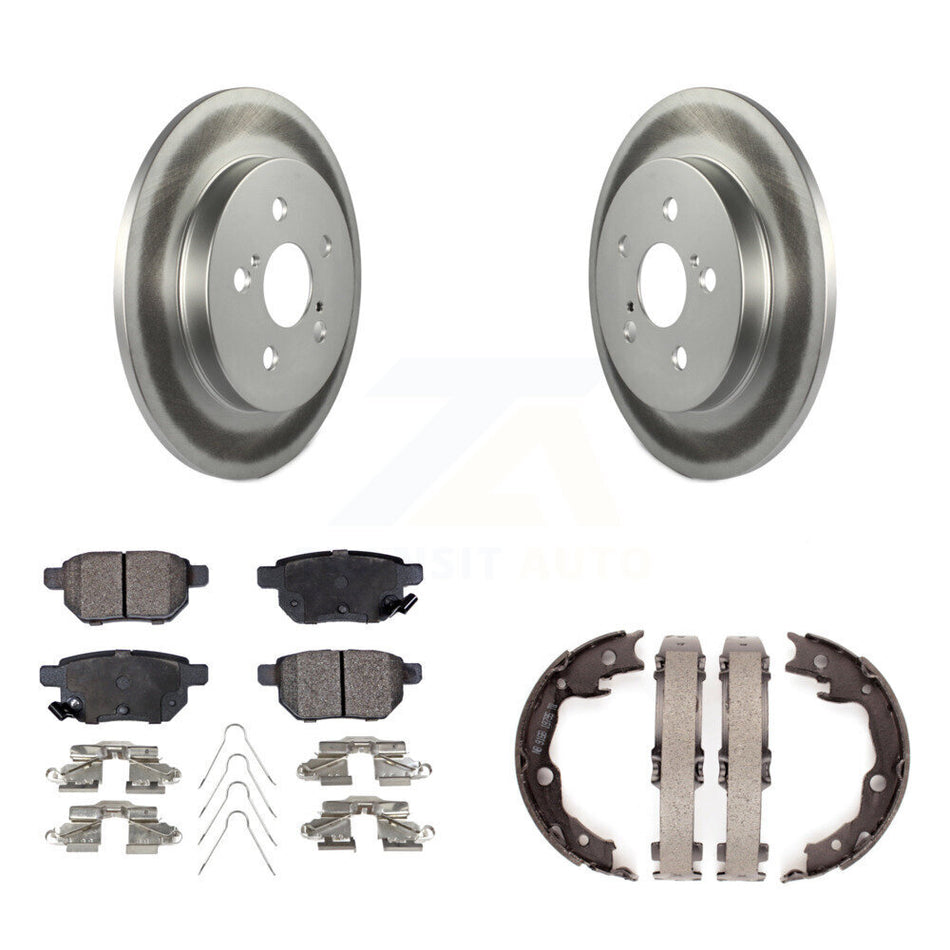 Rear Disc Coated Rotors Semi-Metallic Pads & Parking Shoes Kit For Toyota Matrix Pontiac KGF-103545