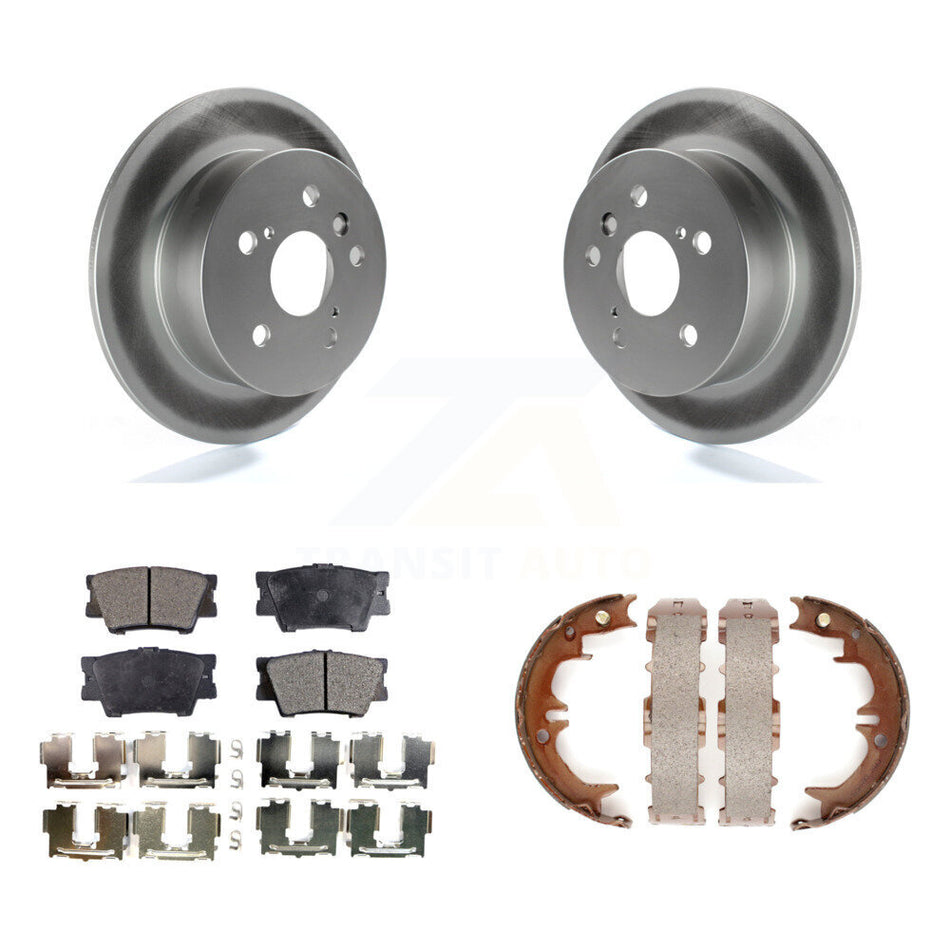 Rear Disc Coated Rotors Semi-Metallic Pads Parking Shoes Kit For Toyota Camry Lexus ES350 KGF-103549
