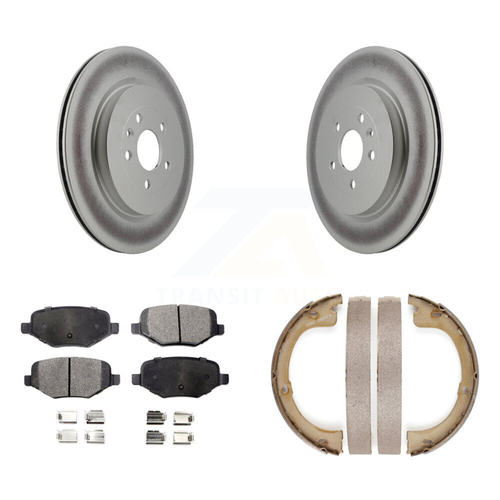 Rear Disc Coated Rotors Semi-Metallic Pads And Parking Brake Shoes Kit For Lincoln MKT KGF-103552