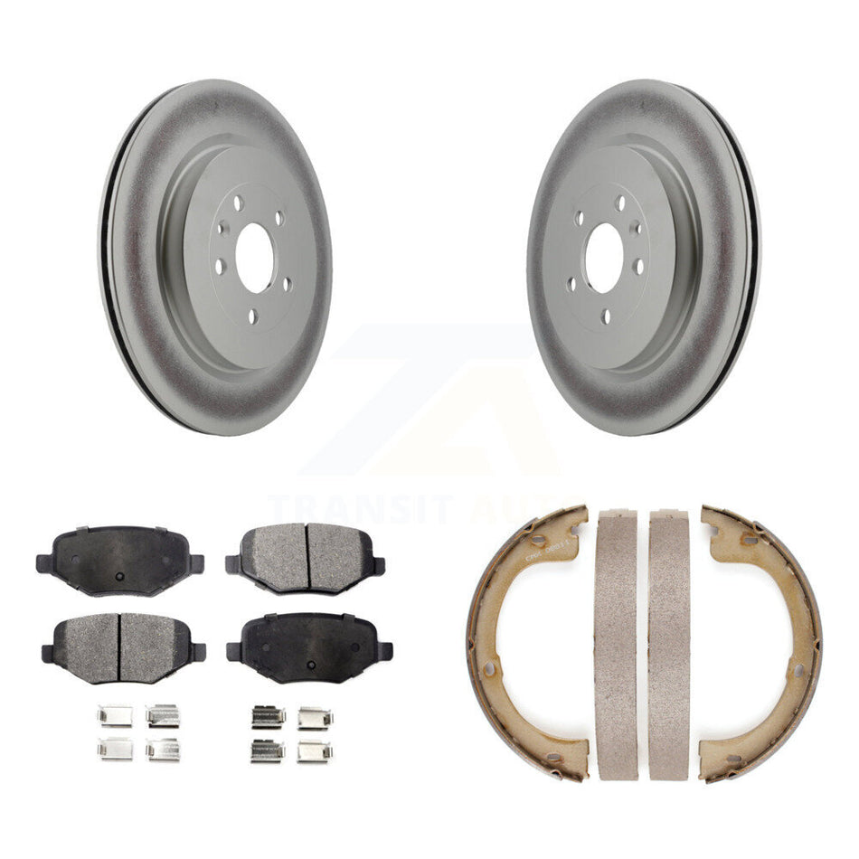 Rear Disc Coated Rotors Semi-Metallic Pads And Parking Brake Shoes Kit For Lincoln MKT KGF-103552
