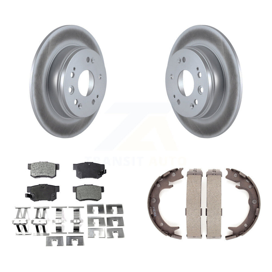 Rear Disc Coated Rotors Semi-Metallic Pads And Parking Shoes Kit For 2002-2004 Honda CR-V KGF-103556