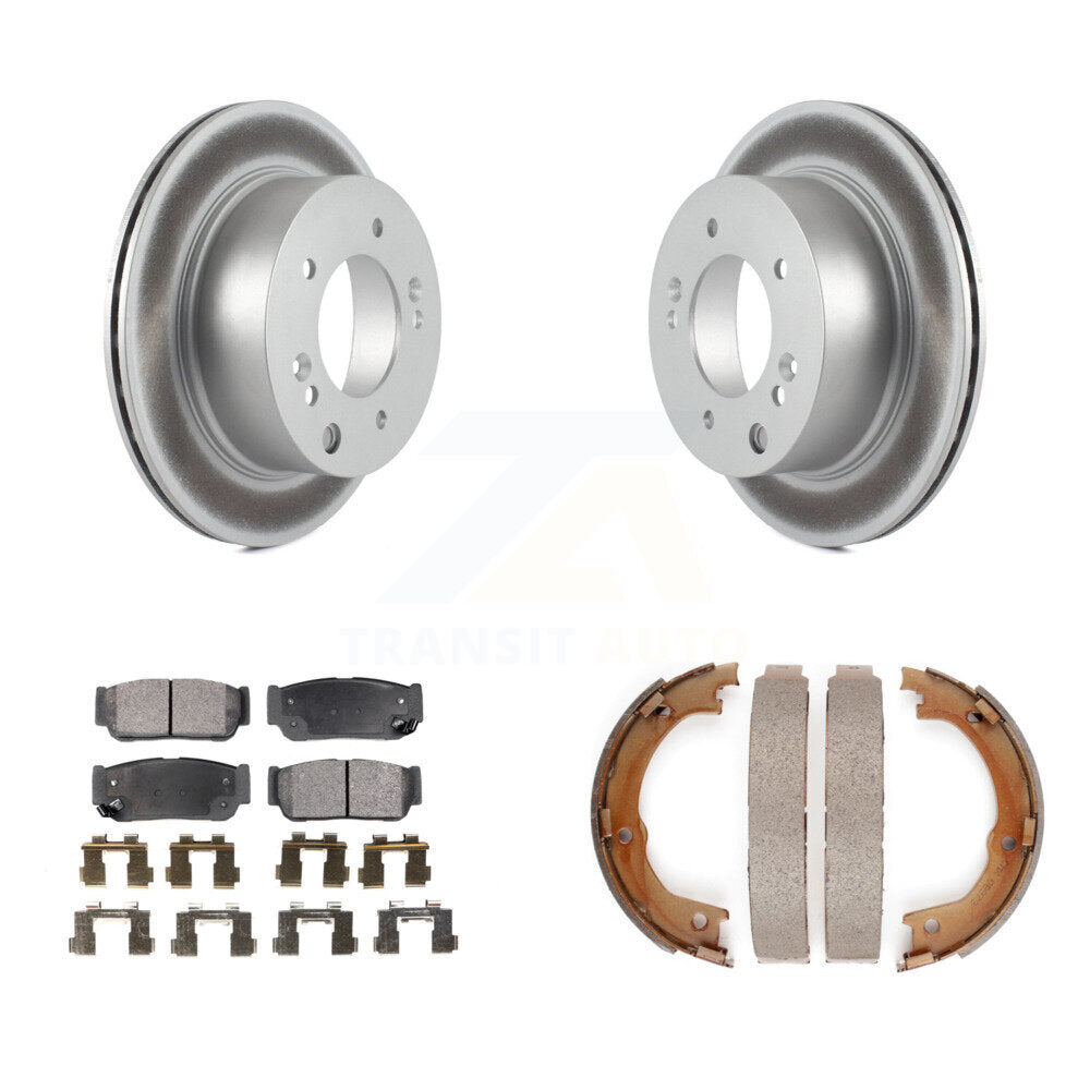 Rear Disc Coated Rotors Semi-Metallic Pads & Parking Shoes Kit For 2003-2006 Kia Sorento KGF-103558
