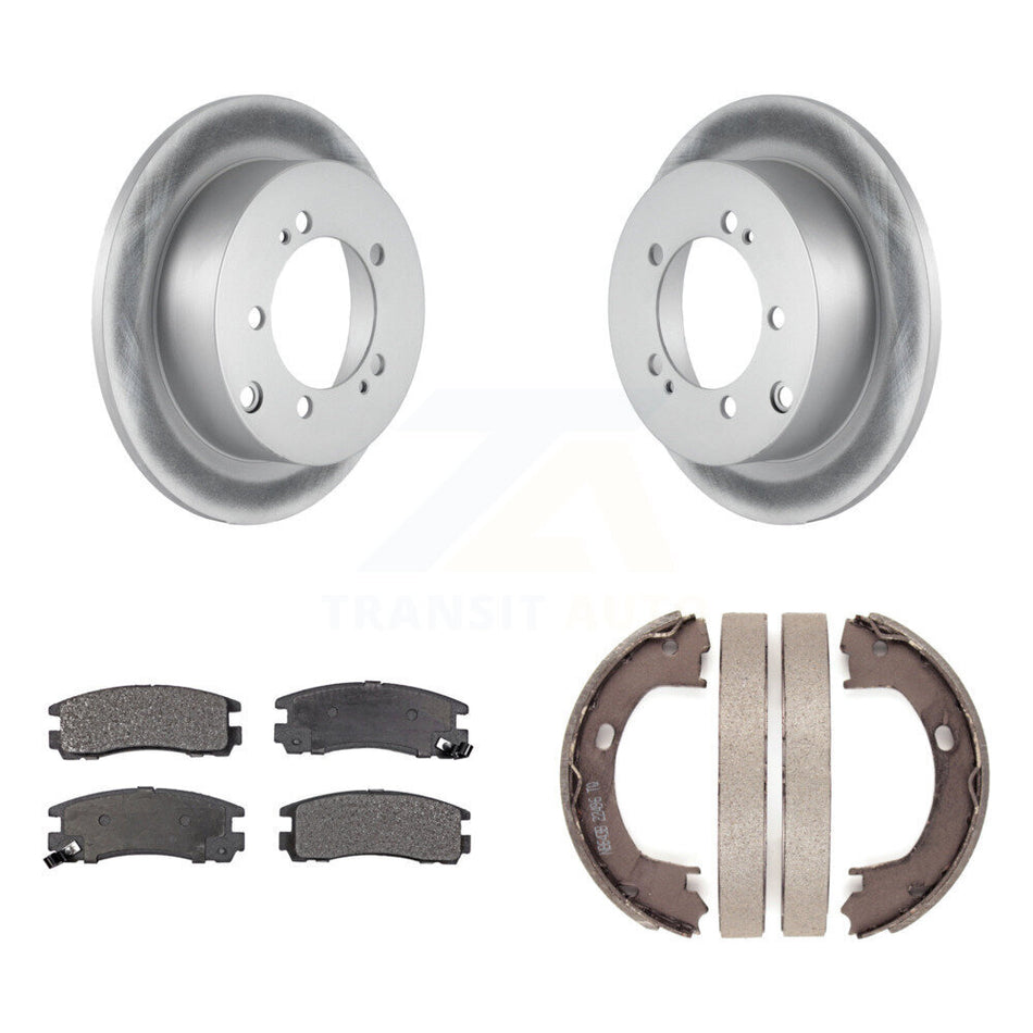 Rear Disc Coated Rotors Semi-Metallic Pads Parking Shoes Kit For Mitsubishi Eclipse Dodge KGF-103559
