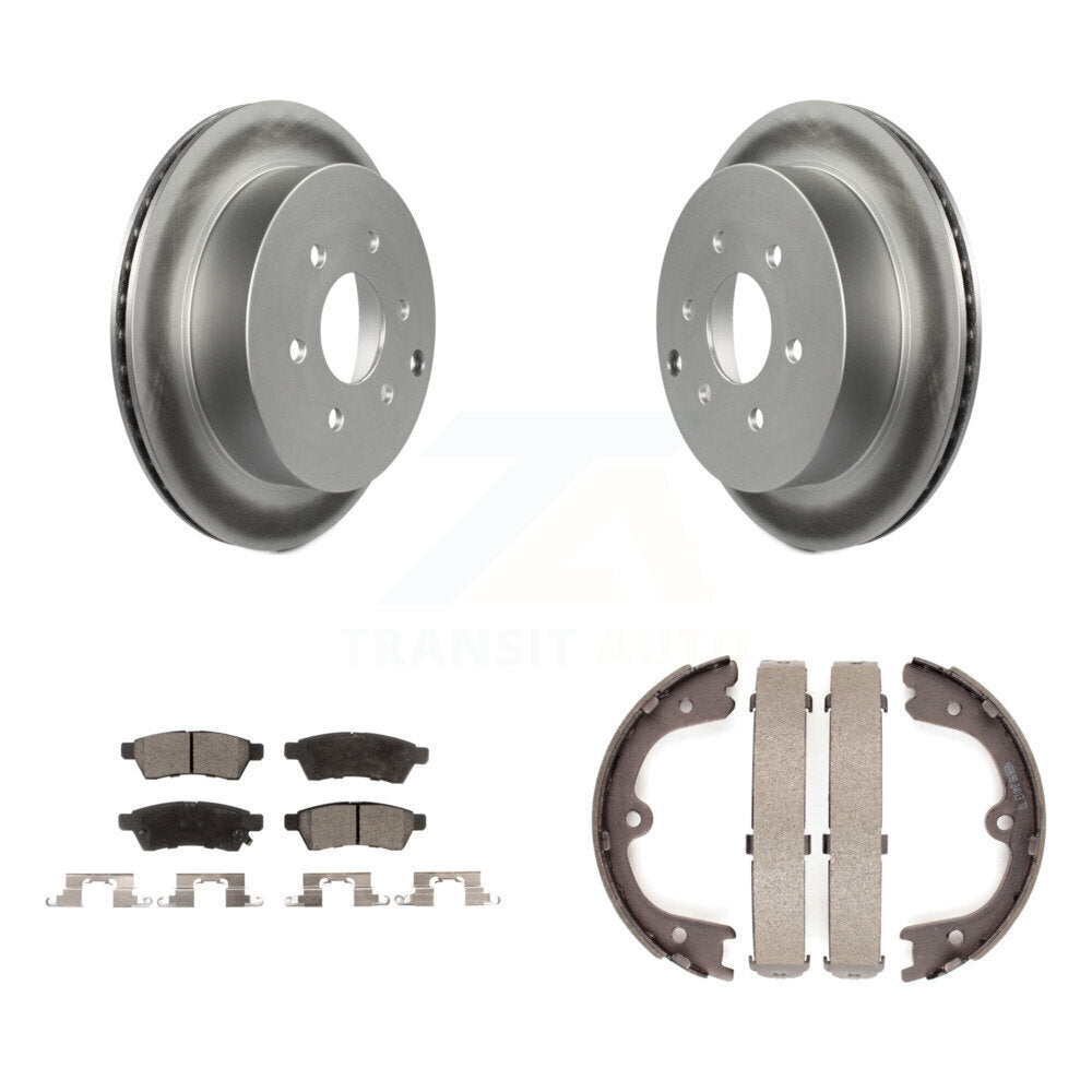 Rear Disc Coated Rotors Semi-Metallic Pads & Parking Shoes Kit For Nissan Frontier Xterra KGF-103560