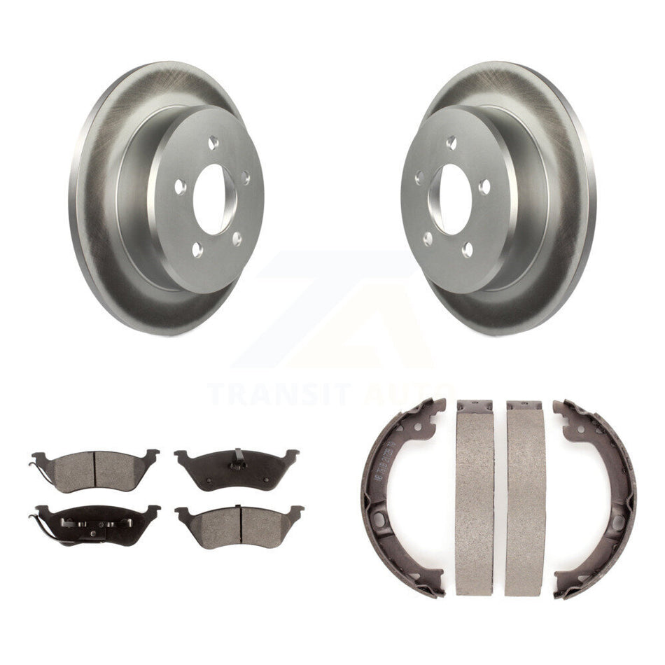 Rear Disc Coated Rotors Semi-Metallic Pads Parking Shoes Kit For Dodge Grand Caravan Town KGF-103570