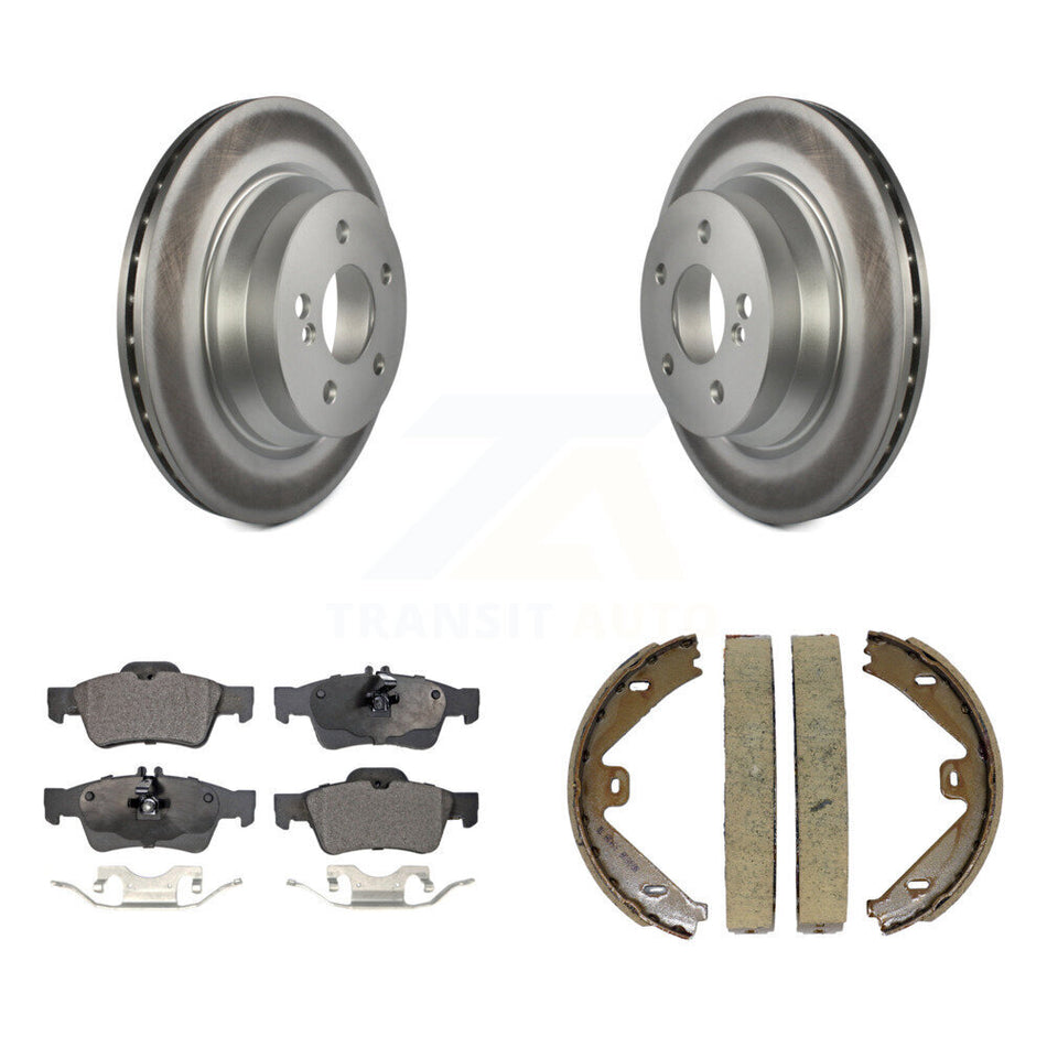 Rear Disc Coated Rotors Semi-Metallic Pads Parking Shoes Kit For Mercedes-Benz E350 E400 KGF-103572