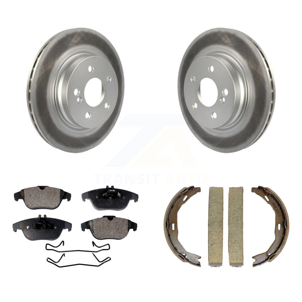 Rear Disc Coated Rotors Semi-Metallic Pads Parking Shoes Kit For Mercedes-Benz C300 C350 KGF-103573