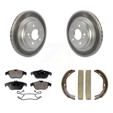 Rear Disc Coated Rotors Semi-Metallic Pads Parking Shoes Kit For Mercedes-Benz C300 C350 KGF-103573