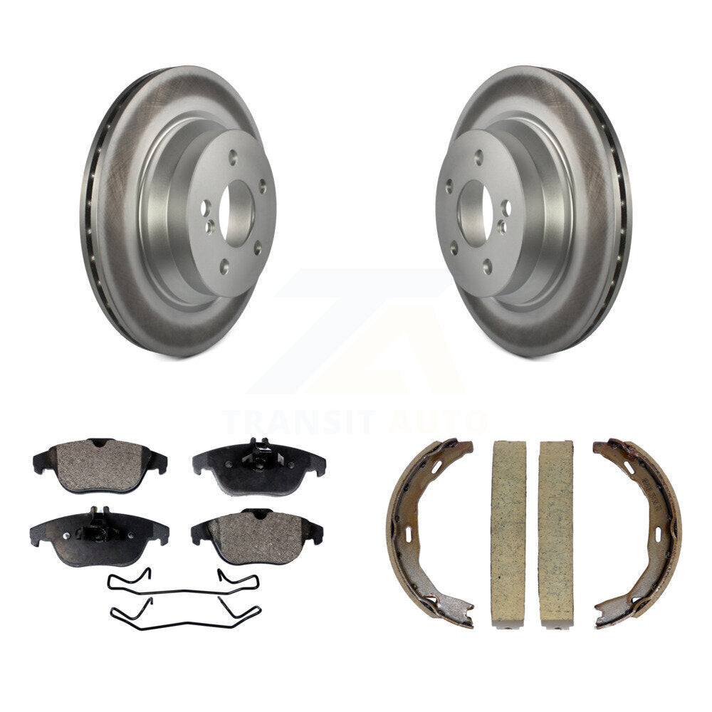 Rear Disc Coated Rotors Semi-Metallic Pads Parking Shoes Kit For Mercedes-Benz E350 E400 KGF-103574