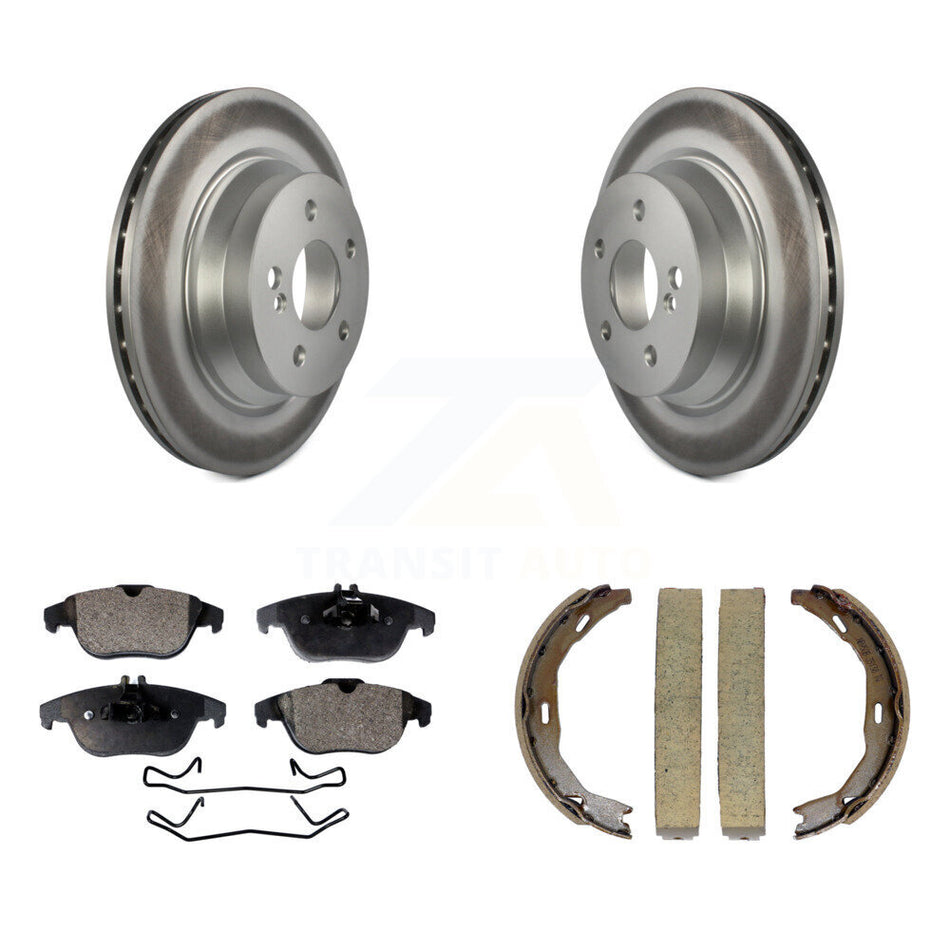 Rear Disc Coated Rotors Semi-Metallic Pads Parking Shoes Kit For Mercedes-Benz E350 E400 KGF-103574