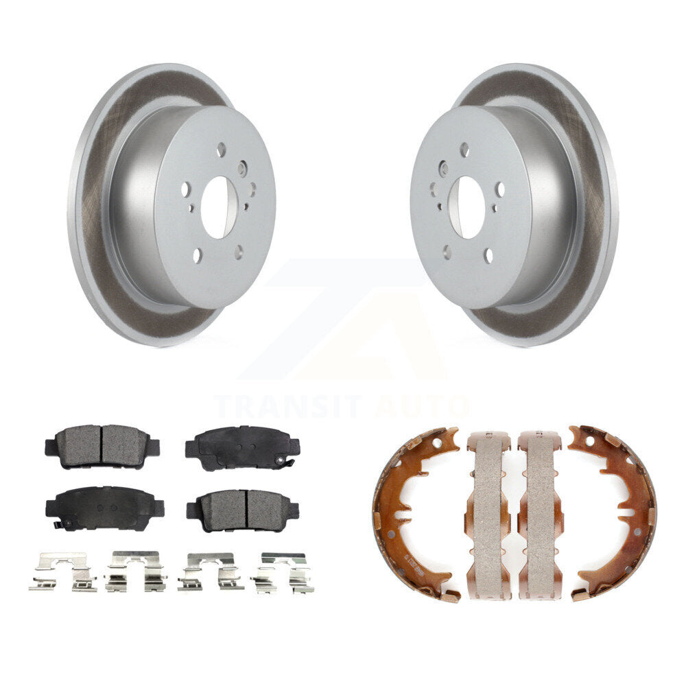 Rear Disc Coated Rotors Semi-Metallic Pads Parking Shoes Kit For 2004-2010 Toyota Sienna KGF-103576