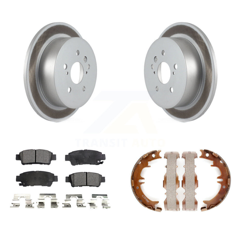 Rear Disc Coated Rotors Semi-Metallic Pads Parking Shoes Kit For 2004-2010 Toyota Sienna KGF-103576
