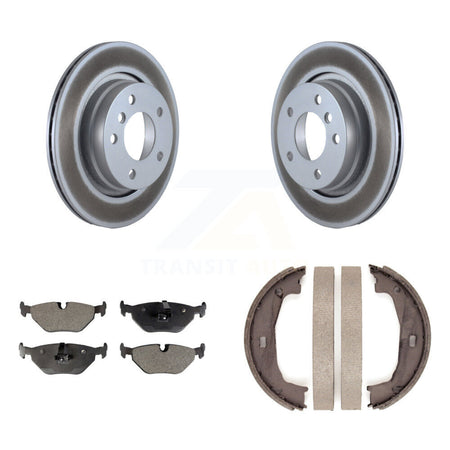 Rear Disc Coated Rotors Semi-Metallic Pads And Parking Shoes Kit For BMW 325i 325Ci 323Ci KGF-103577