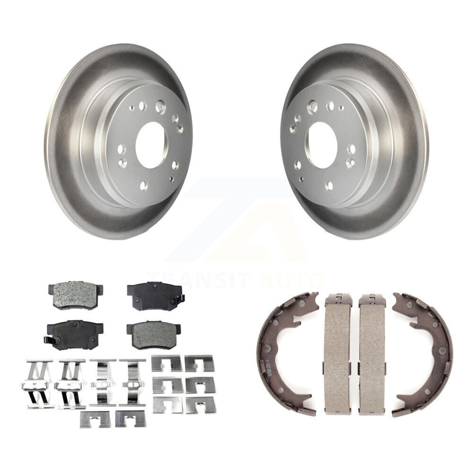 Rear Disc Coated Rotors Semi-Metallic Pads & Parking Shoes Kit For Acura TL Honda Element KGF-103578