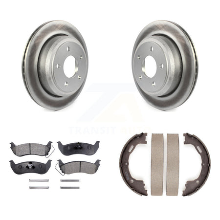Rear Disc Coated Rotors Semi-Metallic Pads Parking Shoes Kit For Ford Ranger Mazda B2300 KGF-103580