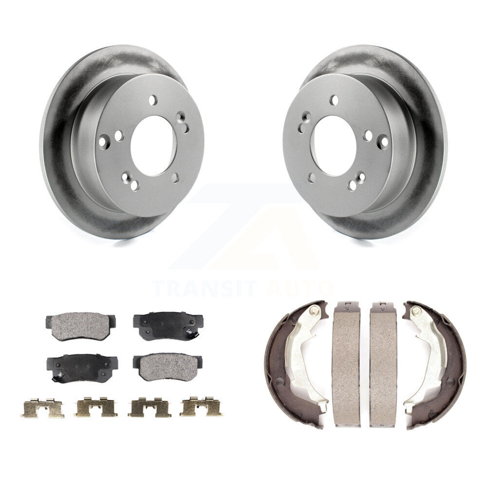Rear Disc Coated Rotors Semi-Metallic Pads Parking Shoes Kit For Hyundai Sonata XG350 Kia KGF-103581