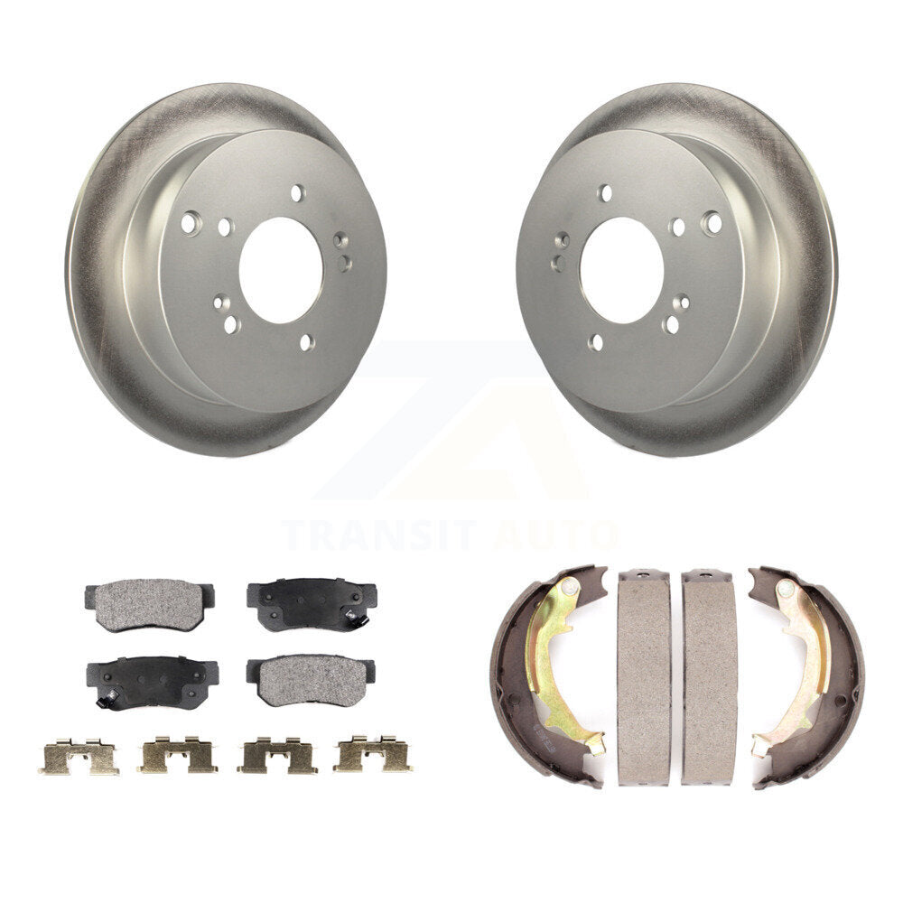 Rear Disc Coated Rotors Semi-Metallic Pads Parking Shoes Kit For Hyundai Tucson Kia Santa KGF-103583
