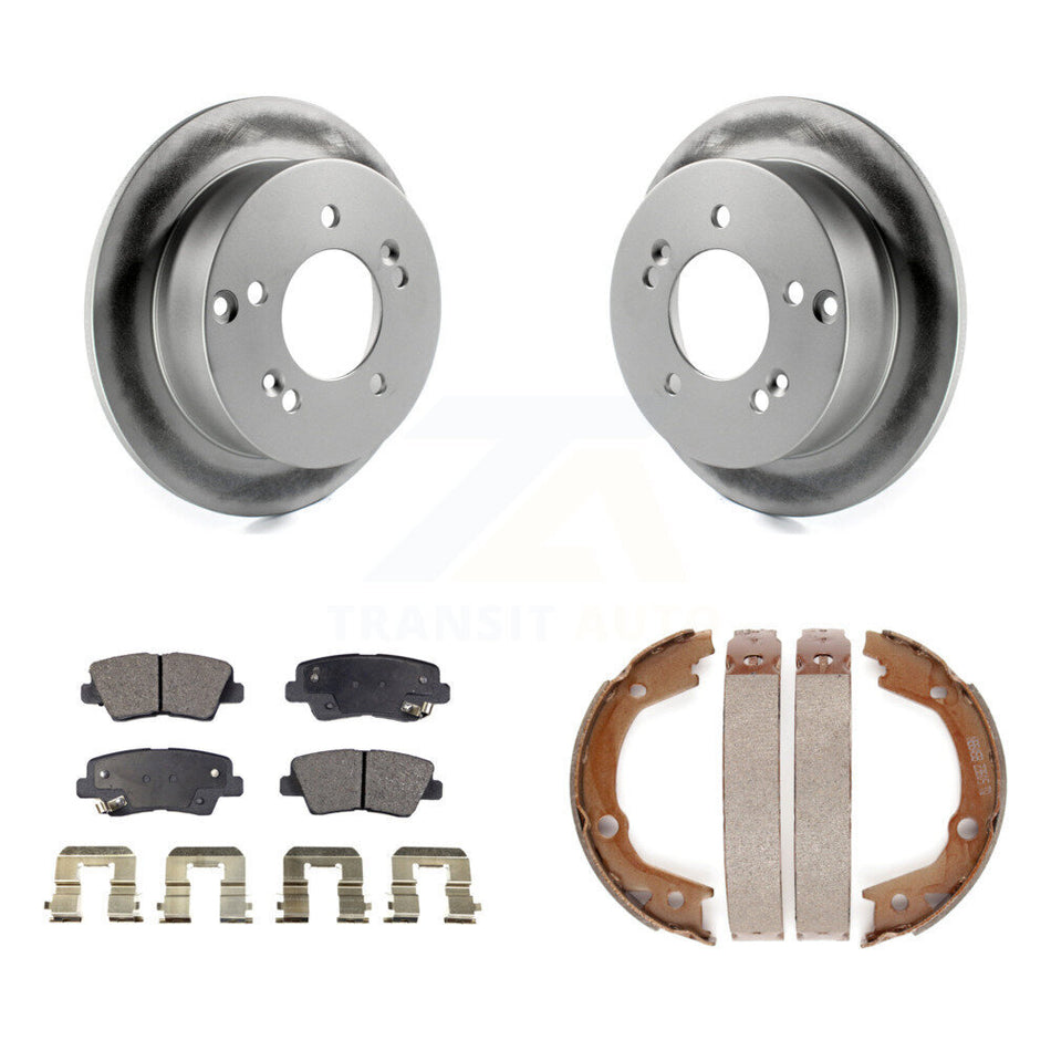 Rear Disc Coated Rotors Semi-Metallic Pads And Parking Shoes Kit For Hyundai Sonata 2.4L KGF-103585