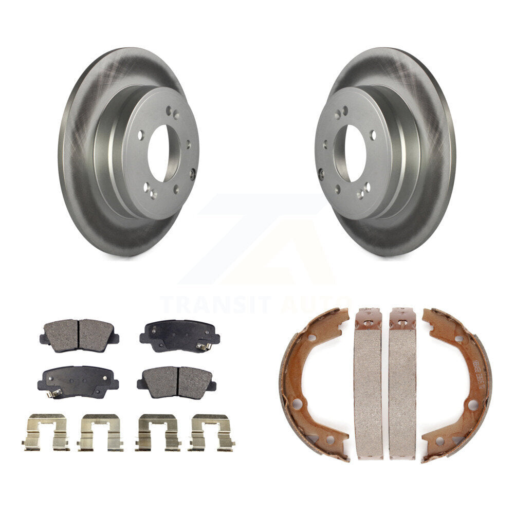 Rear Disc Coated Rotors Semi-Metallic Pads And Parking Shoes Kit For Hyundai Sonata 3.3L KGF-103586