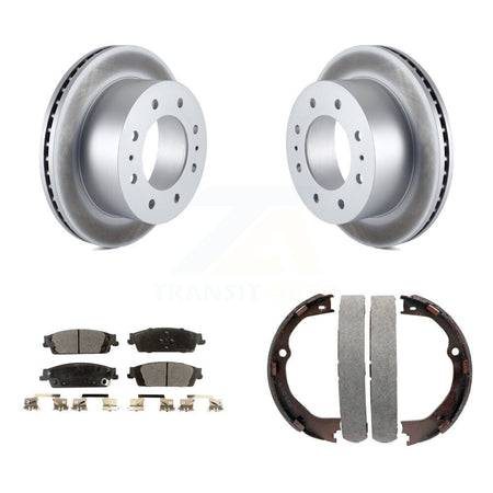 Rear Disc Coated Rotors Semi-Metallic Pads Parking Brake Shoes Kit For Chevrolet Suburban KGF-103588