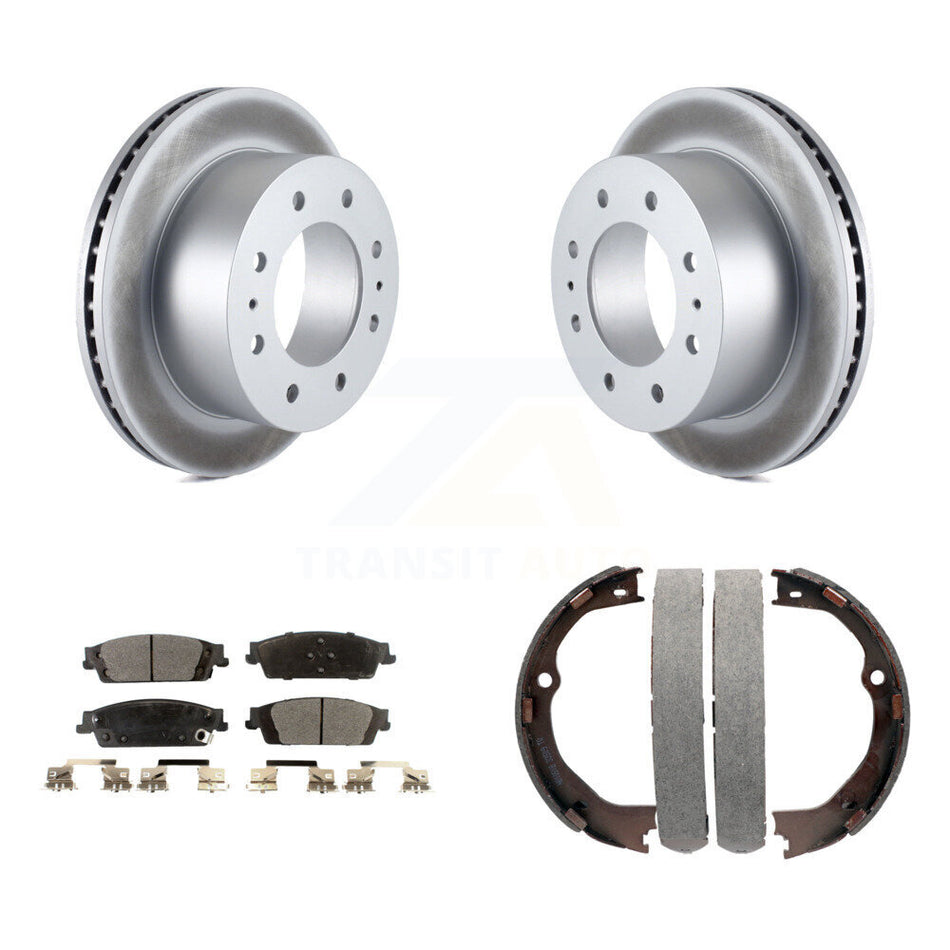 Rear Disc Coated Rotors Semi-Metallic Pads Parking Brake Shoes Kit For Chevrolet Suburban KGF-103588