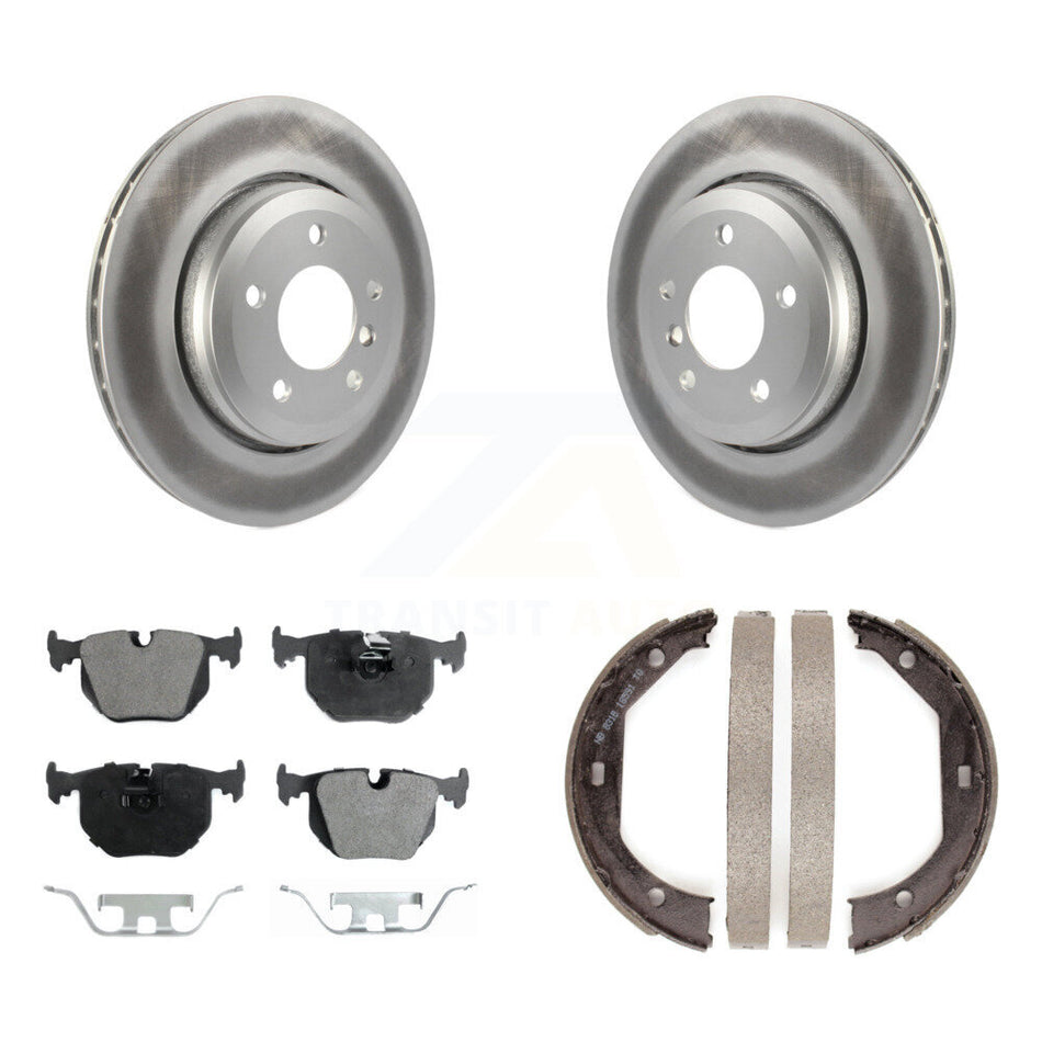 Rear Disc Coated Rotors Semi-Metallic Pads And Parking Shoes Kit For BMW 330Ci 330i 330xi KGF-103590