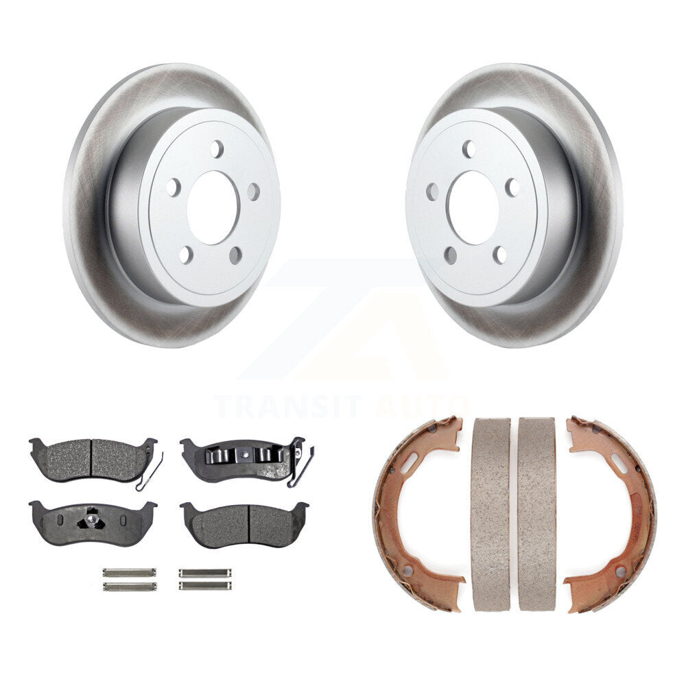 Rear Disc Coated Rotors Semi-Metallic Pads Parking Shoes Kit For Jeep Liberty Wrangler TJ KGF-103594