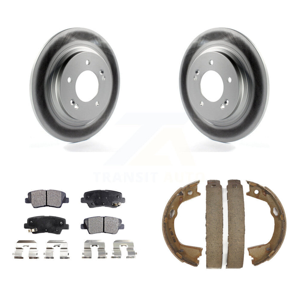 Rear Disc Coated Rotors Semi-Metallic Pads And Parking Brake Shoes Kit For Kia Optima KGF-103595