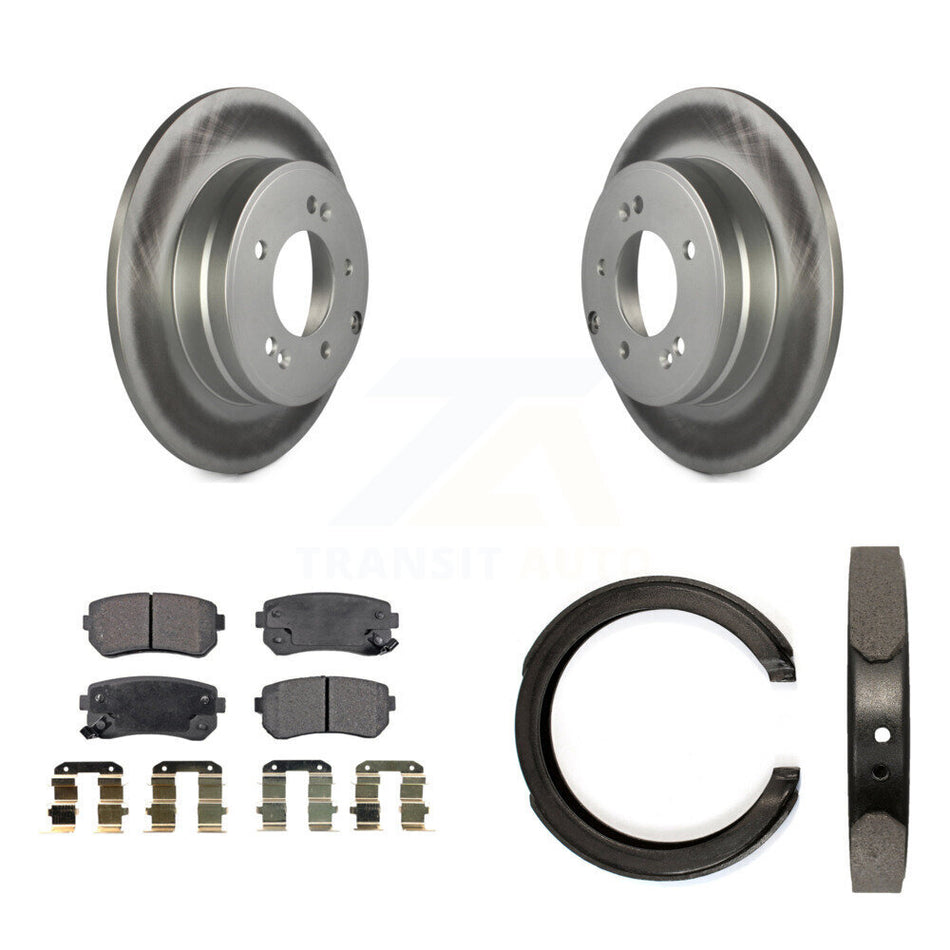 Rear Disc Coated Rotors Semi-Metallic Pads & Parking Shoes Kit For Hyundai Tucson Sonata KGF-103596