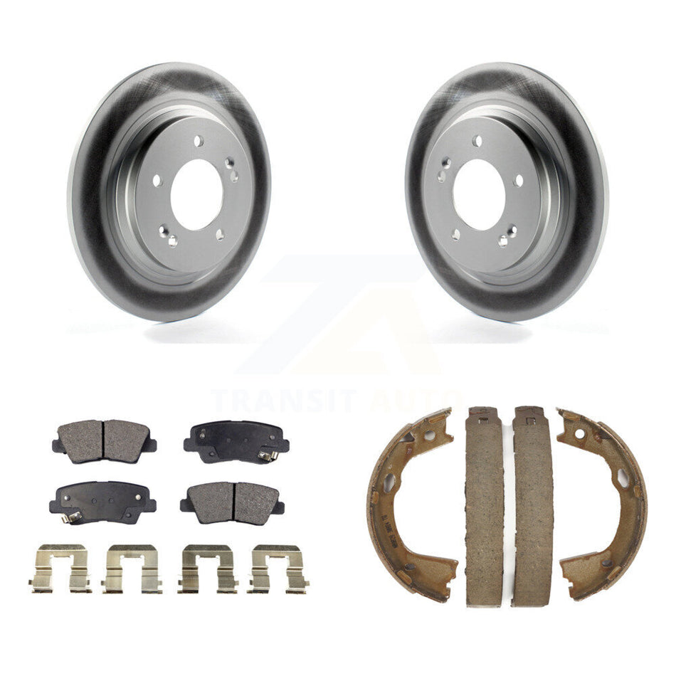 Rear Disc Coated Rotors Semi-Metallic Pads And Parking Shoes Kit For Hyundai Sonata Azera KGF-103597