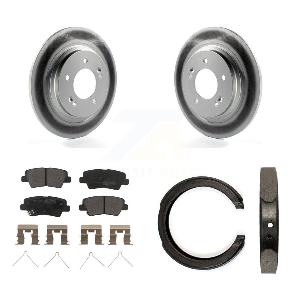 Rear Disc Coated Rotors Semi-Metallic Pads And Parking Brake Shoes Kit For Kia Optima KGF-103600