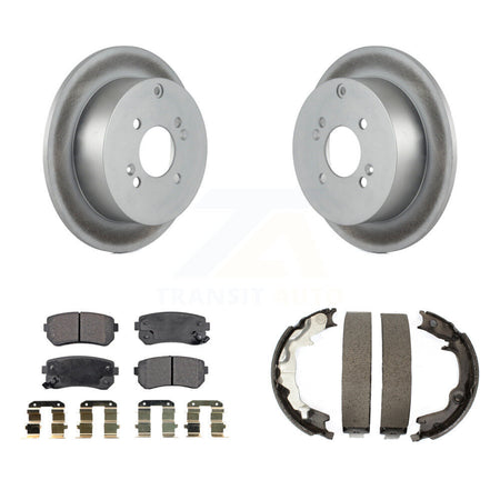Rear Disc Coated Rotors Semi-Metallic Pads Parking Shoes Kit For Hyundai Accent Kia Rio5 KGF-103601