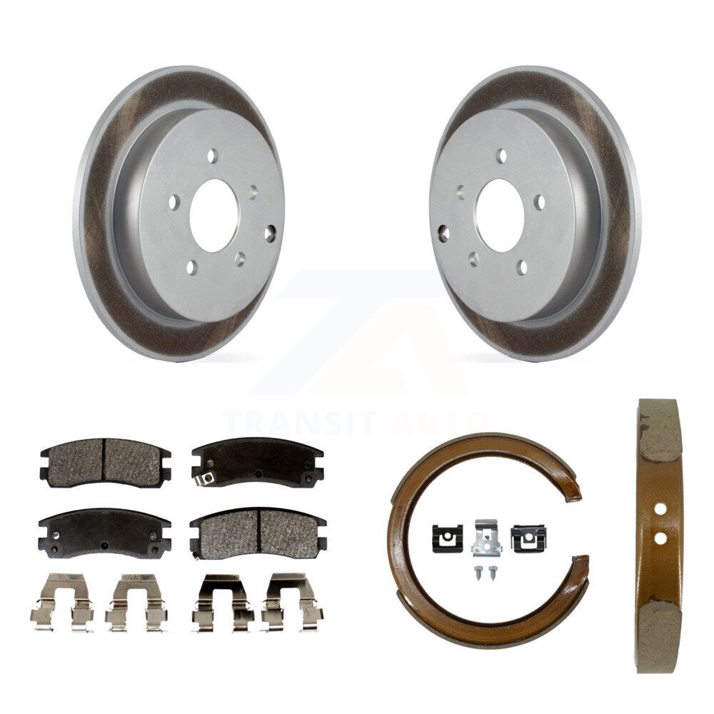Rear Disc Coated Rotors Semi-Metallic Pads Parking Shoes Kit For Buick Rendezvous Pontiac KGF-103604