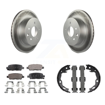 Rear Disc Coated Rotors Semi-Metallic Pads Parking Brake Shoes Kit For Nissan Rogue Sport KGF-103606