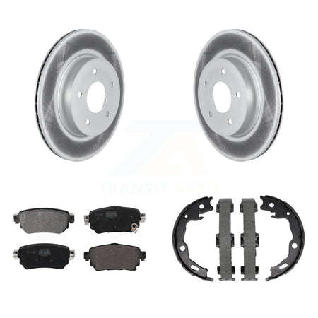 Rear Disc Coated Rotors Semi-Metallic Pads Parking Brake Shoes Kit For Nissan Rogue Sport KGF-103607