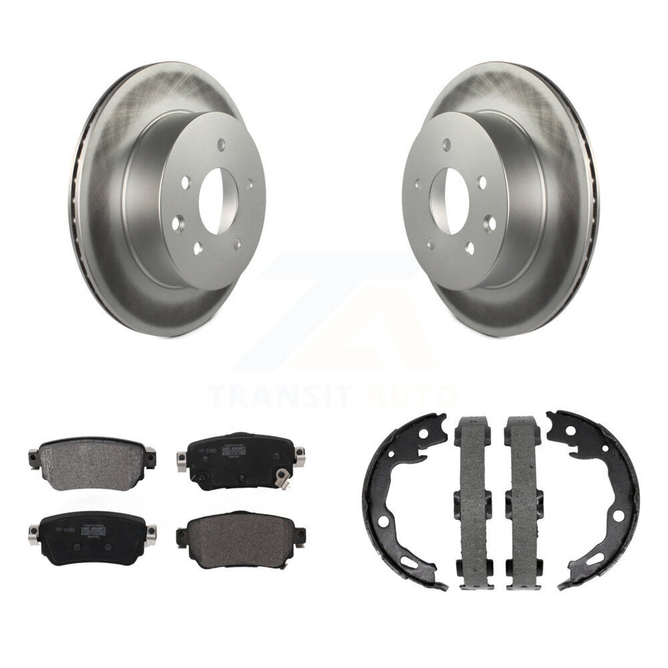 Rear Disc Coated Rotors Semi-Metallic Pads Parking Shoes Kit For 19 Nissan Rogue Sport S KGF-103608
