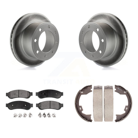 Rear Disc Coated Rotors Semi-Metallic Pads & Parking Shoes Kit For Ford F-250 Super Duty KGF-103611