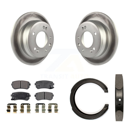 Rear Disc Coated Rotors Semi-Metallic Pads & Parking Shoes Kit For 11-16 Kia Sportage FWD KGF-103614
