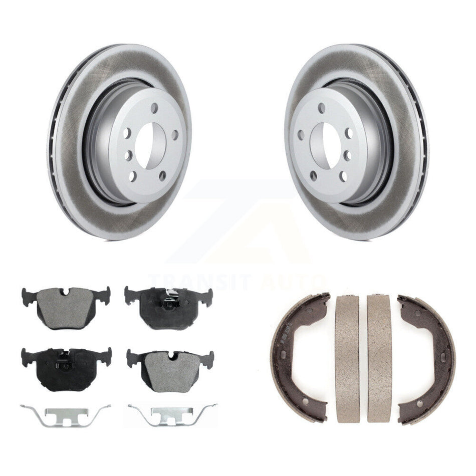 Rear Disc Coated Rotors Semi-Metallic Pads & Parking Brake Shoes Kit For 2004-2010 BMW X3 KGF-103619