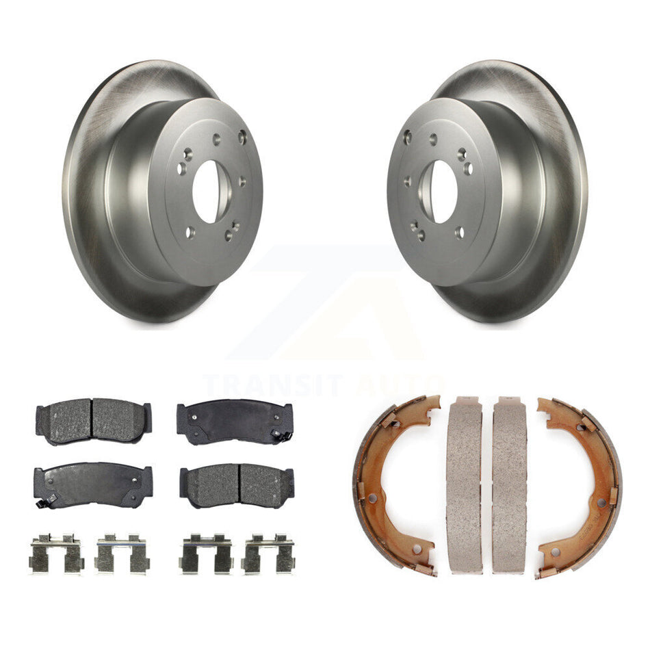 Rear Disc Coated Rotors Semi-Metallic Pads & Parking Shoes Kit For 07-09 Hyundai Santa Fe KGF-103621