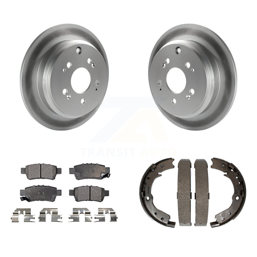 Rear Disc Coated Rotors Semi-Metallic Pads Parking Shoes Kit For 2005-2010 Honda Odyssey KGF-103622