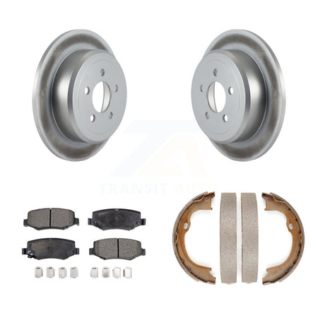 Rear Disc Coated Rotors Semi-Metallic Pads Parking Shoes Kit For Jeep Liberty Dodge Nitro KGF-103624