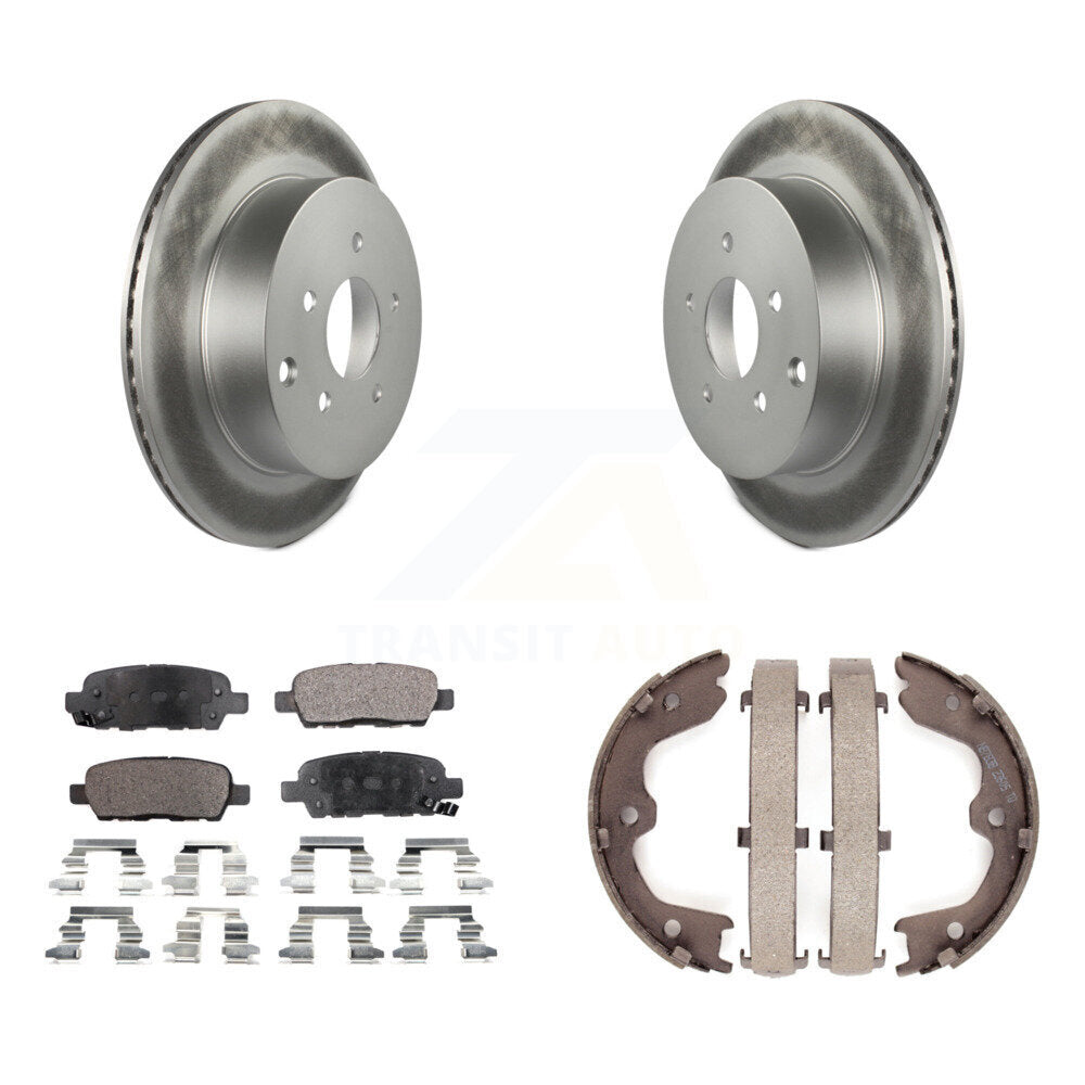 Rear Disc Coated Rotors Semi-Metallic Pads Parking Brake Shoes Kit For INFINITI FX35 FX45 KGF-103629