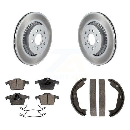 Rear Disc Coated Rotors Semi-Metallic Pads And Parking Shoes Kit For 2003-2007 Volvo XC90 KGF-103637