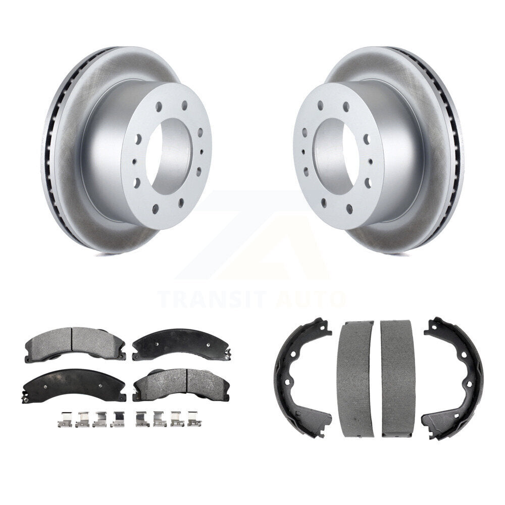 Rear Disc Coated Rotors Semi-Metallic Pads Parking Shoes Kit For GMC Sierra 2500 HD 3500 KGF-103642