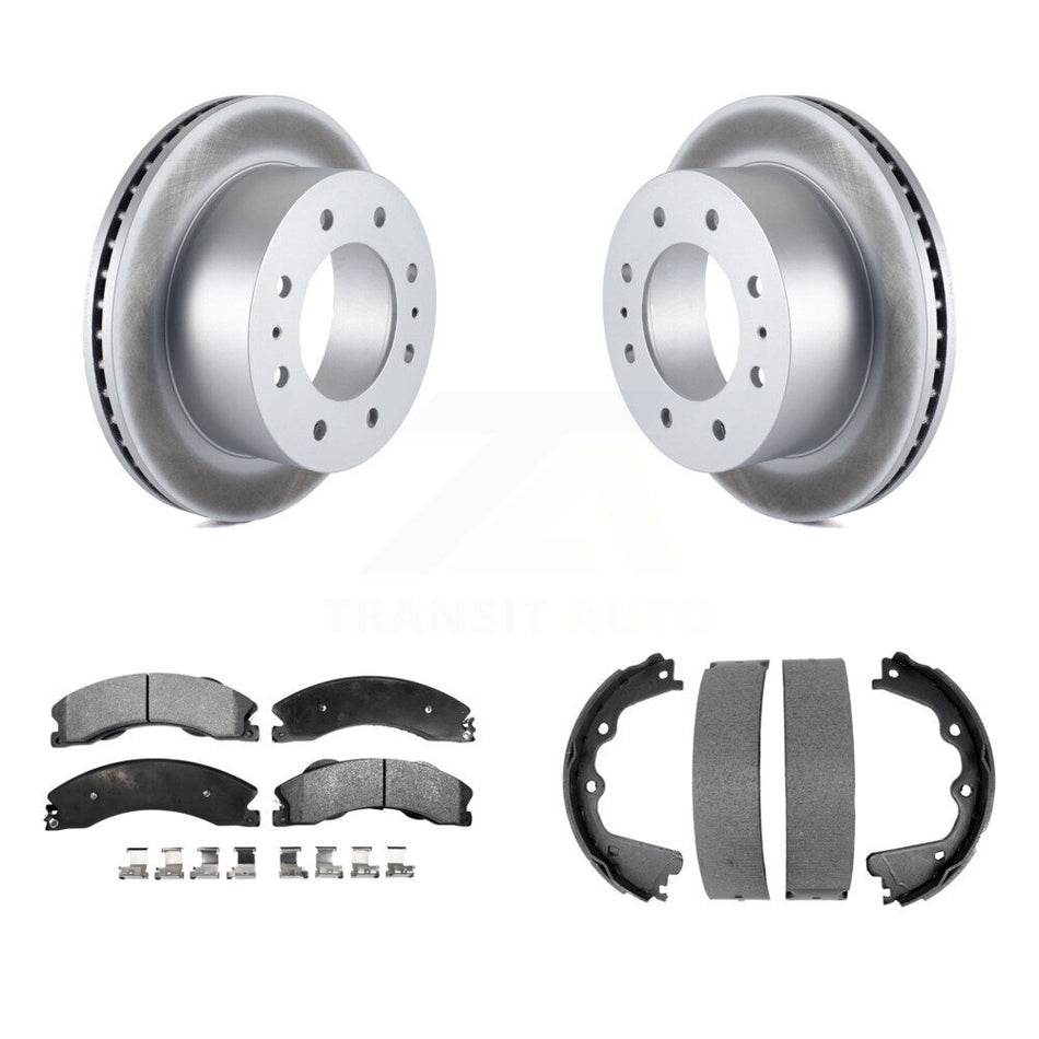 Rear Disc Coated Rotors Semi-Metallic Pads Parking Shoes Kit For GMC Sierra 2500 HD 3500 KGF-103642