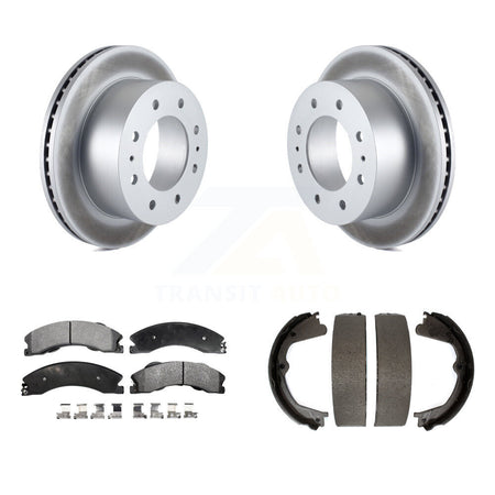 Rear Disc Coated Rotors Semi-Metallic Pads Parking Shoes Kit For Chevrolet Silverado 2500 KGF-103643