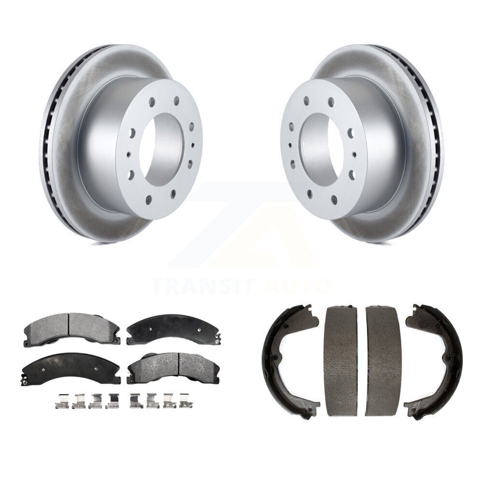 Rear Disc Coated Rotors Semi-Metallic Pads Parking Shoes Kit For Chevrolet Silverado 2500 KGF-103643