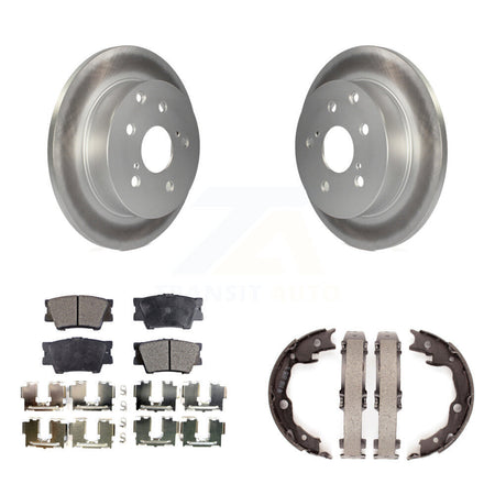 Rear Disc Coated Rotors Semi-Metallic Pads Parking Shoes Kit For Toyota RAV4 Lexus HS250h KGF-103646