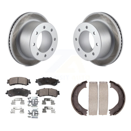 Rear Disc Coated Rotors Semi-Metallic Pads And Parking Shoes Kit For 2001 GMC Sierra 3500 KGF-103648